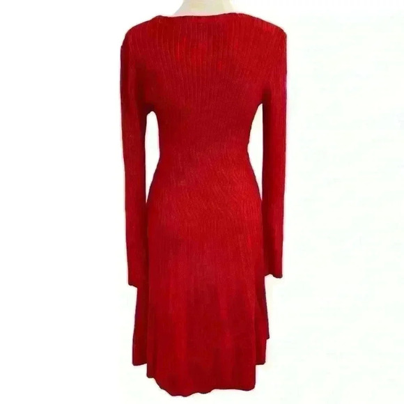 Jessica Howard Sweater Dress Size S Red Pattered Waist Holiday Bodycon Stretch - Picture 9 of 12